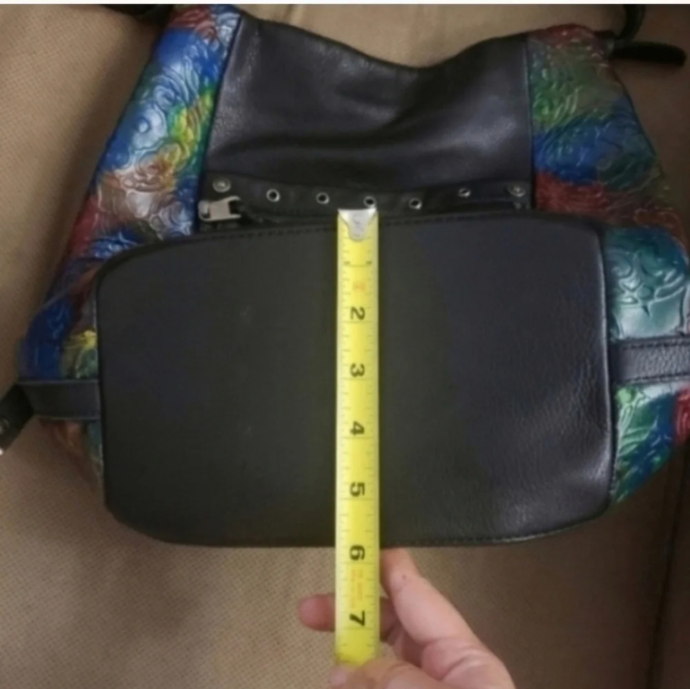 The Sak Ojai hand painted leather rainbow tote bag